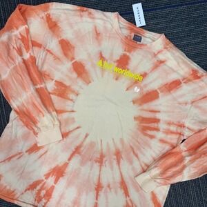 HUF Worldwide Tie Dye‎ Long Sleeve T Shirt Skull Graphic Mens XL Cotton